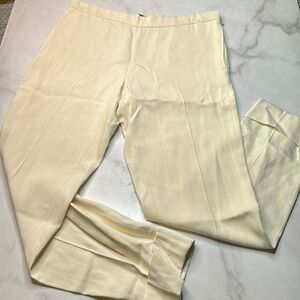 The Row Ivory Flatfront Lightweight Silk Viscose Pant